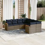 vidaXL Salon de jardin 8 Pièces avec coussins gris résine tressée