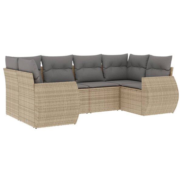 vidaXL Salon de jardin avec coussins 6 Pièces beige résine tressée