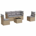 vidaXL Salon de jardin avec coussins 6 Pièces beige résine tressée