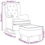 vidaXL Fauteuil avec pieds à bascule et tabouret Crème Tissu