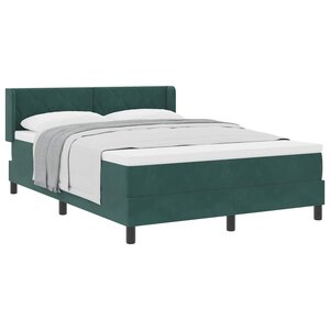 vidaXL Lit à ressorts avec tête de lit Vert foncé 200 x 140 cm Velours