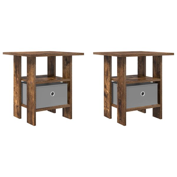 vidaXL Table de chevet avec tiroir 2 Pièces Chêne fumé 41 x 40 x 45 cm