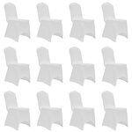 vidaXL Housses élastiques de chaise Blanc 12 Pièces