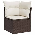 vidaXL Ensemble de canapé de jardin 10 Pièces Marron et Crème Poly Rattan