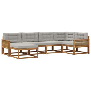 vidaXL Ensemble de canapés d'extérieur 6 pc Naturel et Gris clair