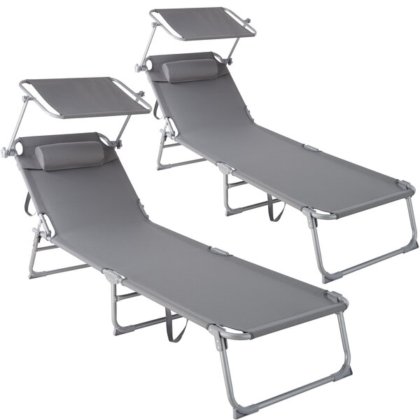 Tectake Lot de 2 transats CHLOE - gris