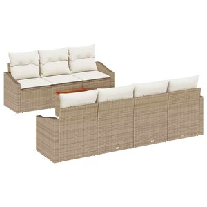 vidaXL Ensemble de canapé de jardin 8 Pièces Beige et blanc