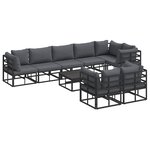 vidaXL Ensemble de canapé de jardin avec coussin Noir Aluminium