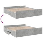 vidaXL Cadre de lit avec tiroirs sans matelas gris béton 180x200 cm