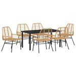 vidaXL Ensemble de salle à manger pour jardin 7 Pièces Marron polyrotin