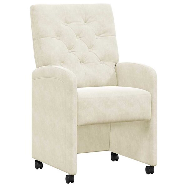 vidaXL Chaises de Salle à Manger avec Roues 2 Pièces Crème Velours