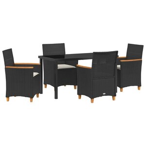 vidaXL Ensemble de salle à manger pour jardin 5 Pièces Noir polyrotin