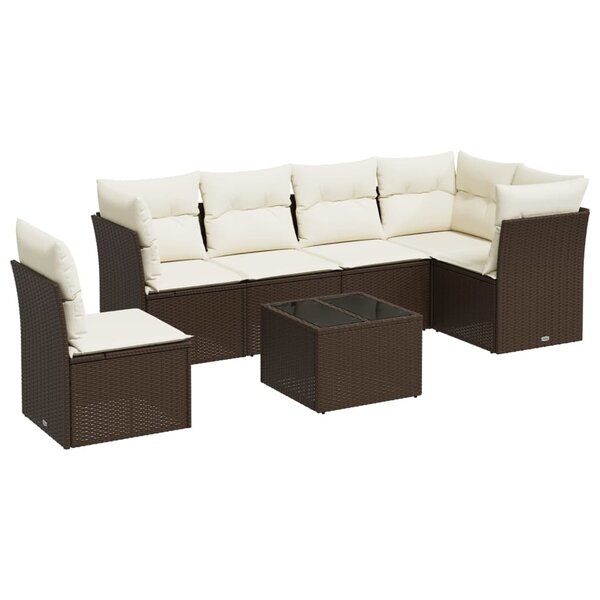 vidaXL Salon de jardin 7 Pièces avec coussins noir résine tressée
