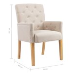 vidaXL Chaise à manger avec accoudoirs Beige Tissu