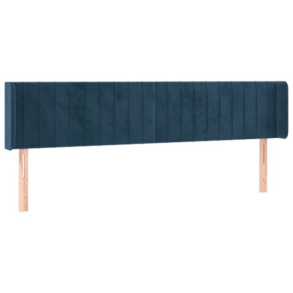 vidaXL Tête de lit avec oreilles Bleu foncé 203x16x78/88 cm Velours