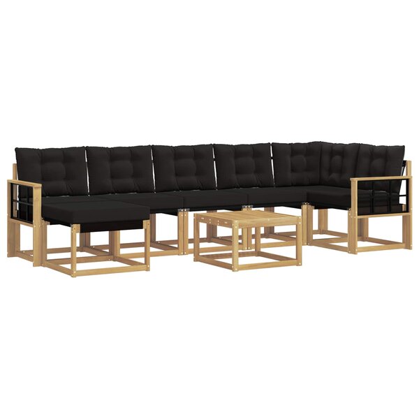 vidaXL Ensemble de canapés d'extérieur 8 pc Blanc et noir