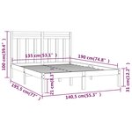 vidaXL Cadre de lit sans matelas blanc 135x190 cm bois massif