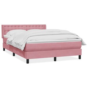 vidaXL Sommier à lattes de lit avec matelas rose 160x210 cm velours