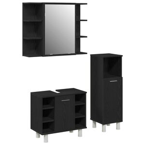 vidaXL Ensemble de mobilier de salle de bain avec étagère 3 Pièces Noir