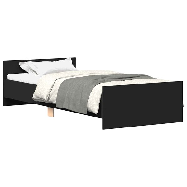 vidaXL Cadre de lit sans matelas noir 100x200 cm bois d'ingénierie
