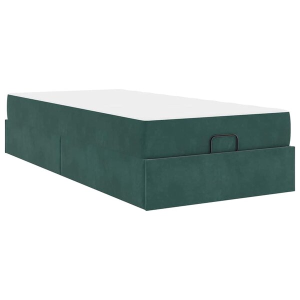 vidaXL Cadre de lit avec matelas Vert foncé 100 x 200 cm Velours