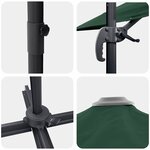 vidaXL Parasol Roma à Bras Déporté Vert et Noir 352 x 251 x 260 cm