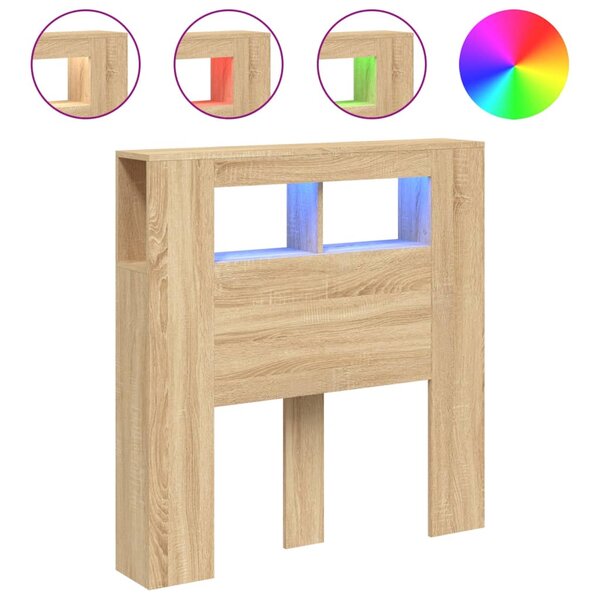 vidaXL Tête de lit à LED chêne sonoma 100x18 5x103 5cm bois ingénierie