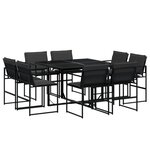 vidaXL Ensemble à manger de jardin avec coussins 9 Pièces noir textilène