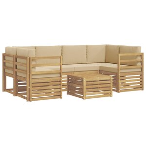 vidaXL Ensemble de canapés d'extérieur 7 pc Blanc et Beige Polyester