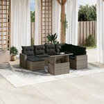 vidaXL Salon de jardin 8 Pièces avec coussins gris résine tressée