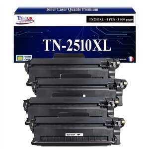 T3AZUR - 4x Toners compatibles avec Brother MFC-L2800DW MFC-L2827DW MFC-L2827DWXL MFC-L2835DW MFC-L2860DW MFC-L2860DWE MFC-L2960DW MFC-L2980DW TN2510 TN2510XL