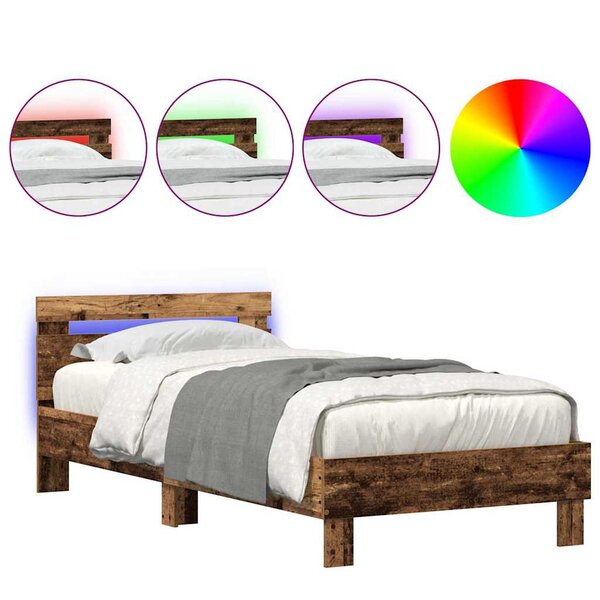 vidaXL Cadre de lit Bois ancien 75 x 190 cm Bois d'ingénierie