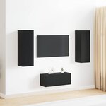 vidaXL Meuble TV mural en bois noir d'ingénierie imitation chêne