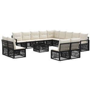 vidaXL Ensemble de canapé de jardin 14 Pièces Noir polyrotin