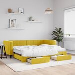vidaXL Lit de jour avec gigogne et tiroirs jaune 90x200 cm velours