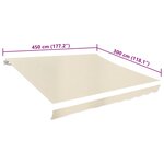 vidaXL Toile d'auvent Crème 450x300 cm