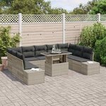vidaXL Ensemble de canapé de jardin 10 Pièces Gris clair Poly rotin