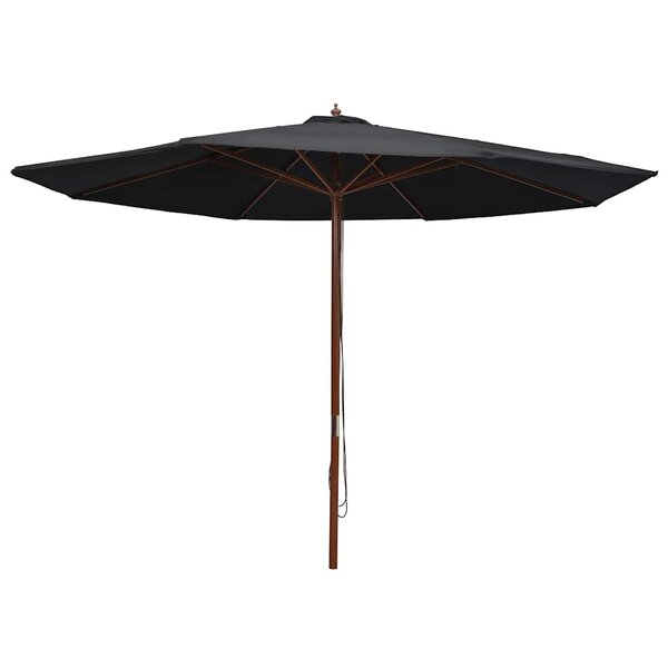 vidaXL Parasol d'extérieur avec mât en bois 350 cm Noir