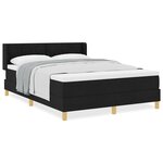 vidaXL Lit à ressorts avec matelas Blanc et Noir 140 x 190 cm tissu