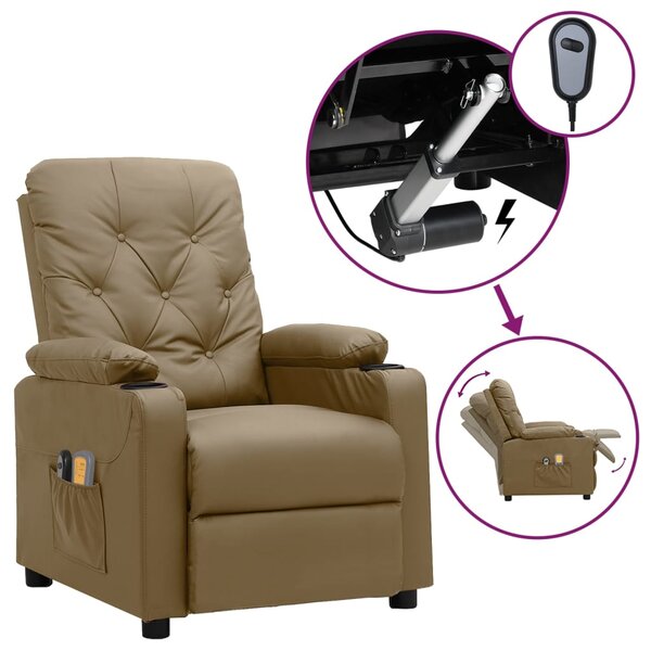 vidaXL Fauteuil de massage électrique Cappuccino Similicuir