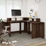 vidaXL Bureau et lumières LED chêne marron bois d'ingénierie