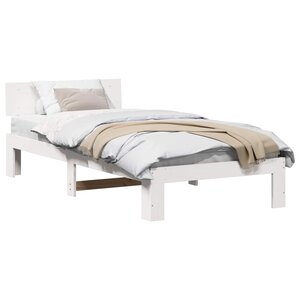 vidaXL Cadre de lit avec tête de lit Blanc 100 x 200 cm Pin massif