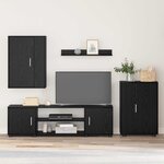 vidaXL Ensemble meuble TV 4 Pièces Chêne noir Bois d'ingénierie