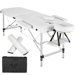 Tectake table de massage 2 zones avec rouleaux de massage - blanc