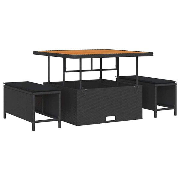 vidaXL Ensemble de salle à manger pour jardin 3 Pièces Noir Poly rotin