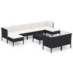 Salon de jardin meuble d'extérieur ensemble de mobilier 10 pièces avec coussins résine tressée noir 02_0015181