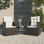 vidaXL Mobilier d'extérieur 3 Pièces avec coussins Résine tressée Noir
