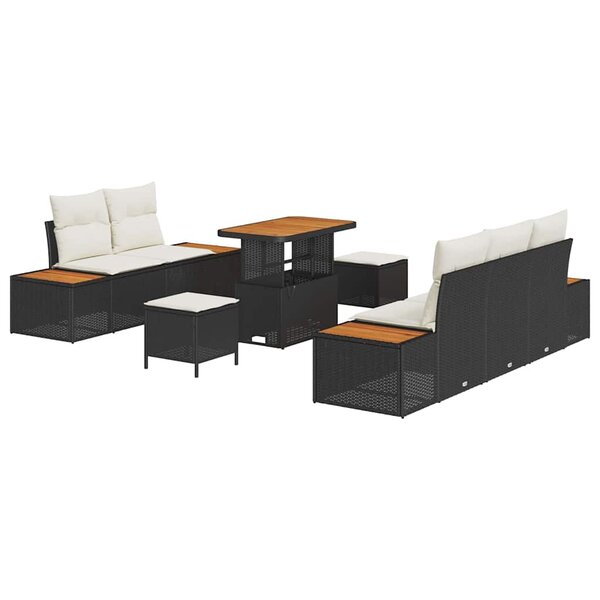 vidaXL Ensemble de canapé de jardin avec coussin 8 Pièces Noir et Crème