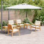 Ensemble de salle à manger de jardin 6 pièces avec coussins en bois d'acacia