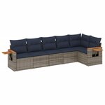 vidaXL Salon de jardin 6 Pièces avec coussins gris résine tressée